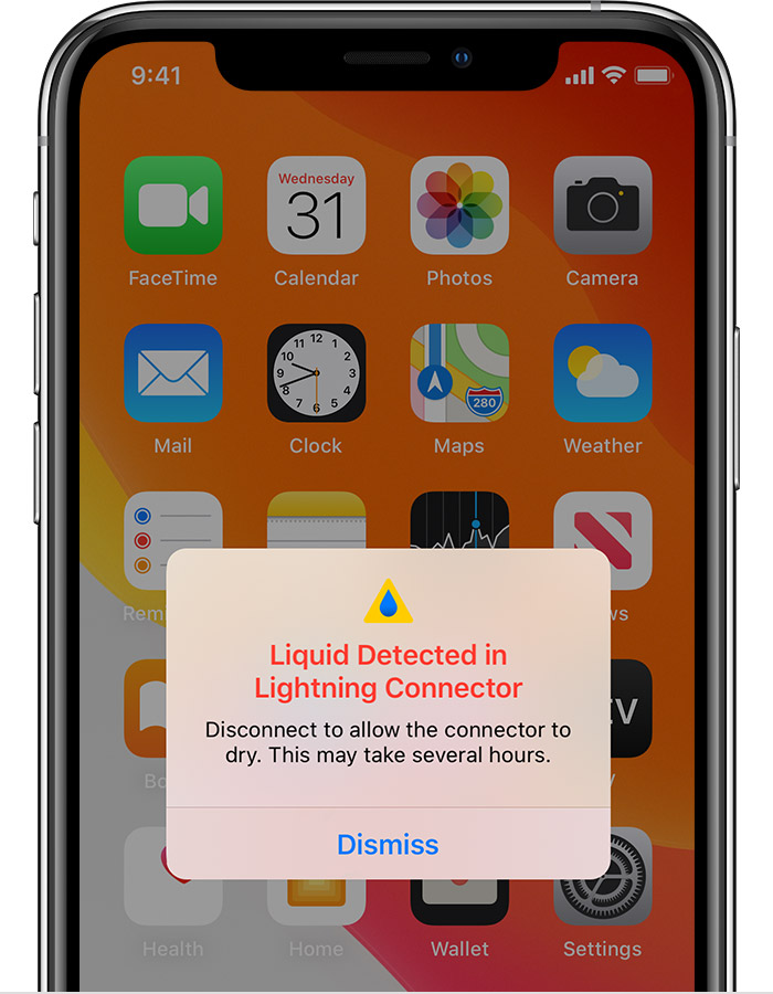 青白江苹果手机维修分享iPhone 12 在充电时出现 “闪电接口检测到液体”的提示怎么办 